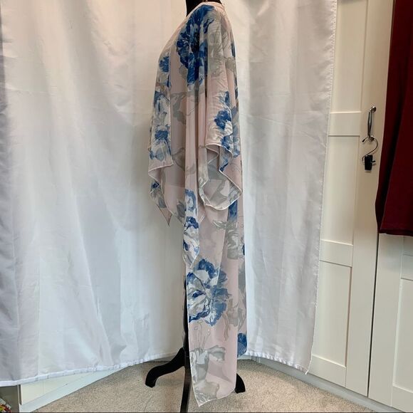 Artizan Robin Barre floral flower duster kimono beach cover-up blue blush - Picture 5 of 10